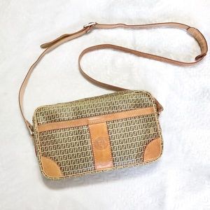 authentic vintage Fendi tan monogram crossbody bag